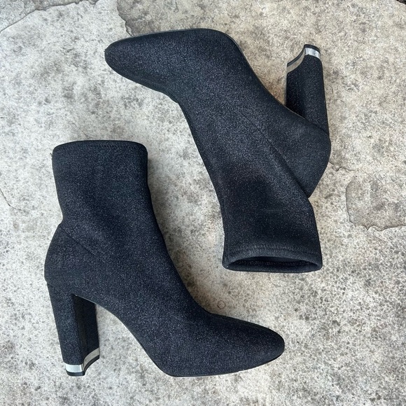 Michael Michael Kors Mandy Black Glitter Stretch-Knit Ankle Boot, size 10 - Picture 3 of 13